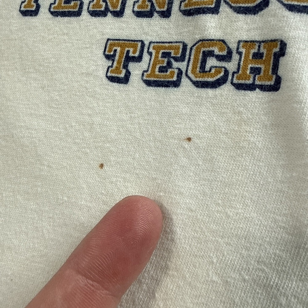 Vintage 70s 80s Blue Bar Champion Tennessee Tech TTU Ringer T Shirt XL USA - Picture 6 of 16
